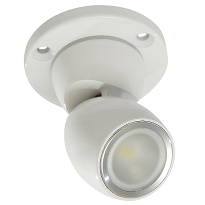 White LED ceiling spotlight with adjustable head and sleek modern design for residential or commercial use