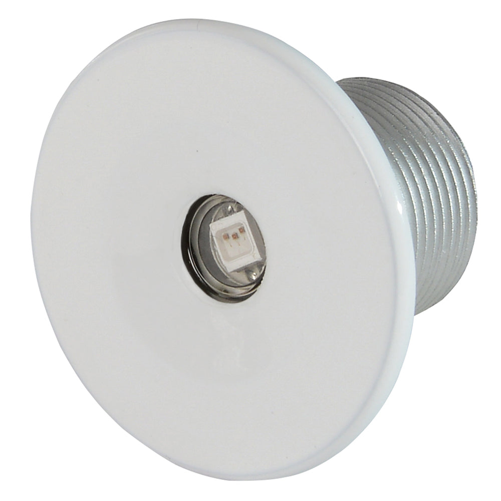 White LED puck light with threaded base for under-cabinet or accent lighting installation