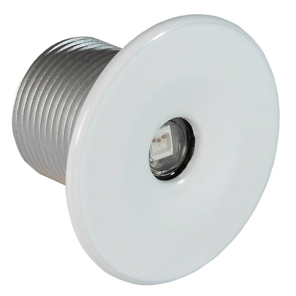 White LED puck light with threaded metal base for auto or home installation