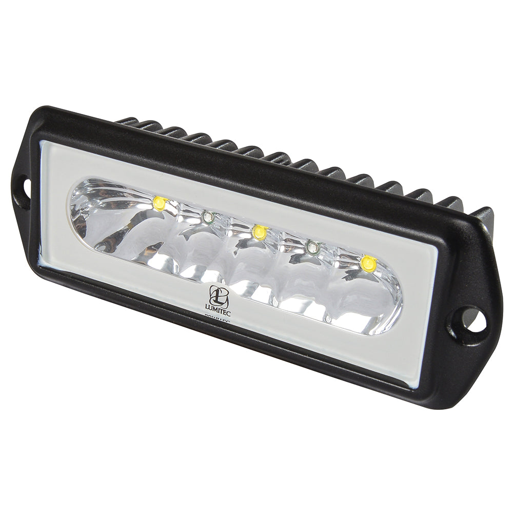 Lumitec LED marine light with black housing and clear lens, ideal for boat illumination and offshore use