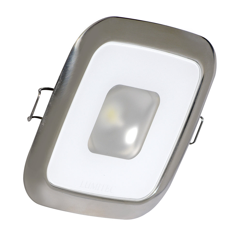 Lumitec LED marine light with brushed metal housing and white lens for boat or RV lighting