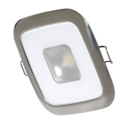 LED under-cabinet light with brushed metal frame and white diffuser panel