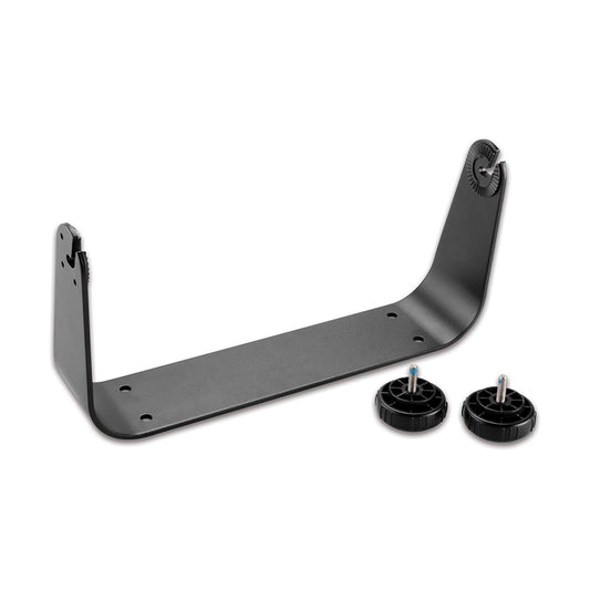 Black metal car audio subwoofer mounting bracket with included hardware for secure installation