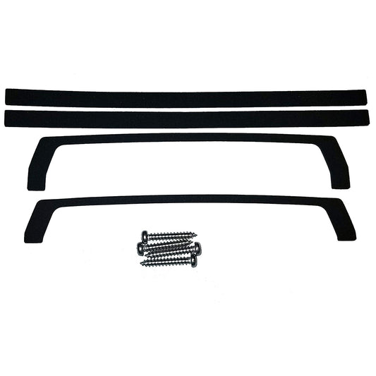 Black car door handle trim kit with installation screws for auto styling upgrades