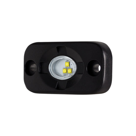 Compact black LED interior light with three yellow LEDs, ideal for auto or residential use.