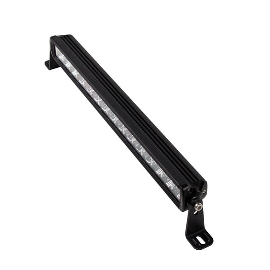 Black LED light bar with mounting brackets for off-road vehicle illumination