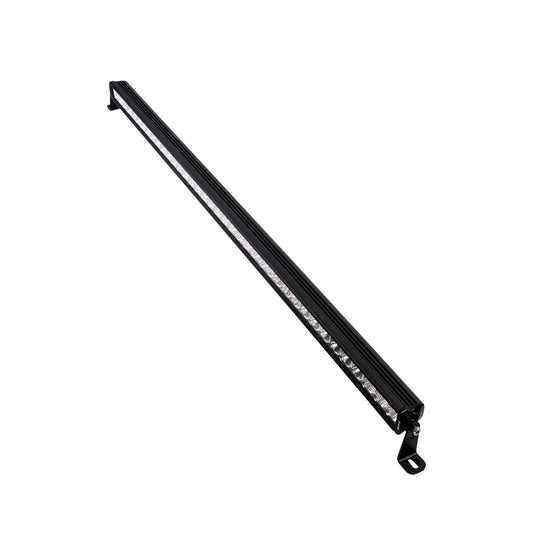 Black LED light bar with mounting brackets for off-road or vehicle lighting