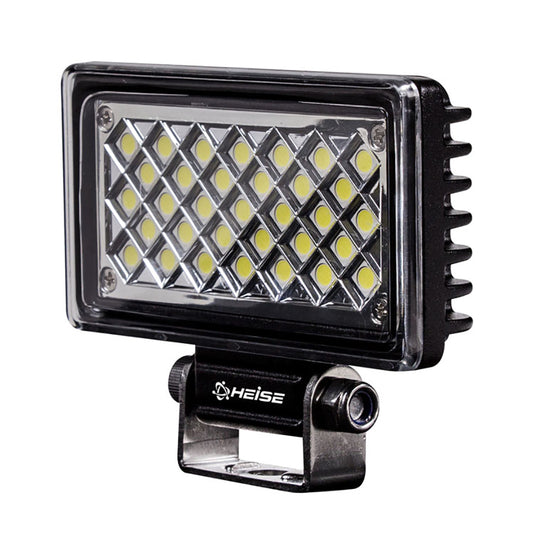 HEISE LED work light with diamond-pattern LEDs and mounting bracket for off-road or auto use