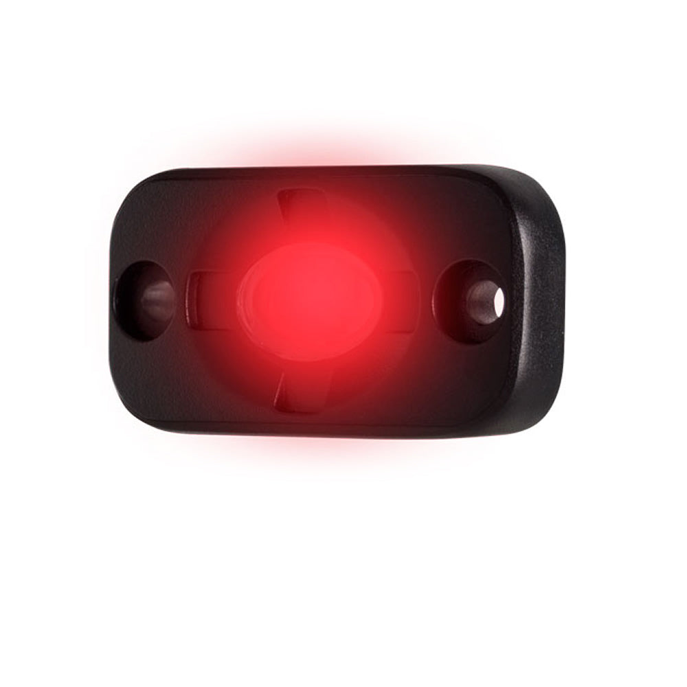Red LED marker light for auto or marine use, compact black housing with mounting holes