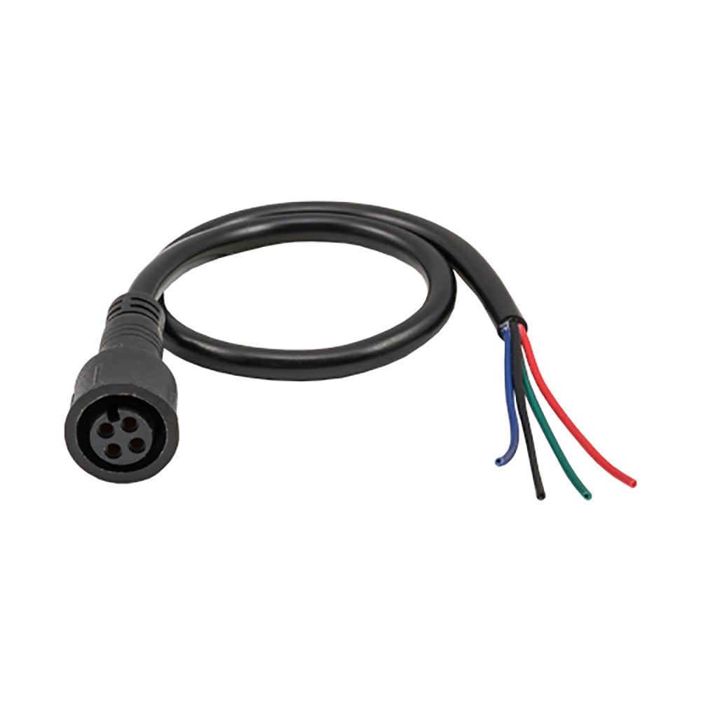 4-pin wiring harness with color-coded wires for car audio installation