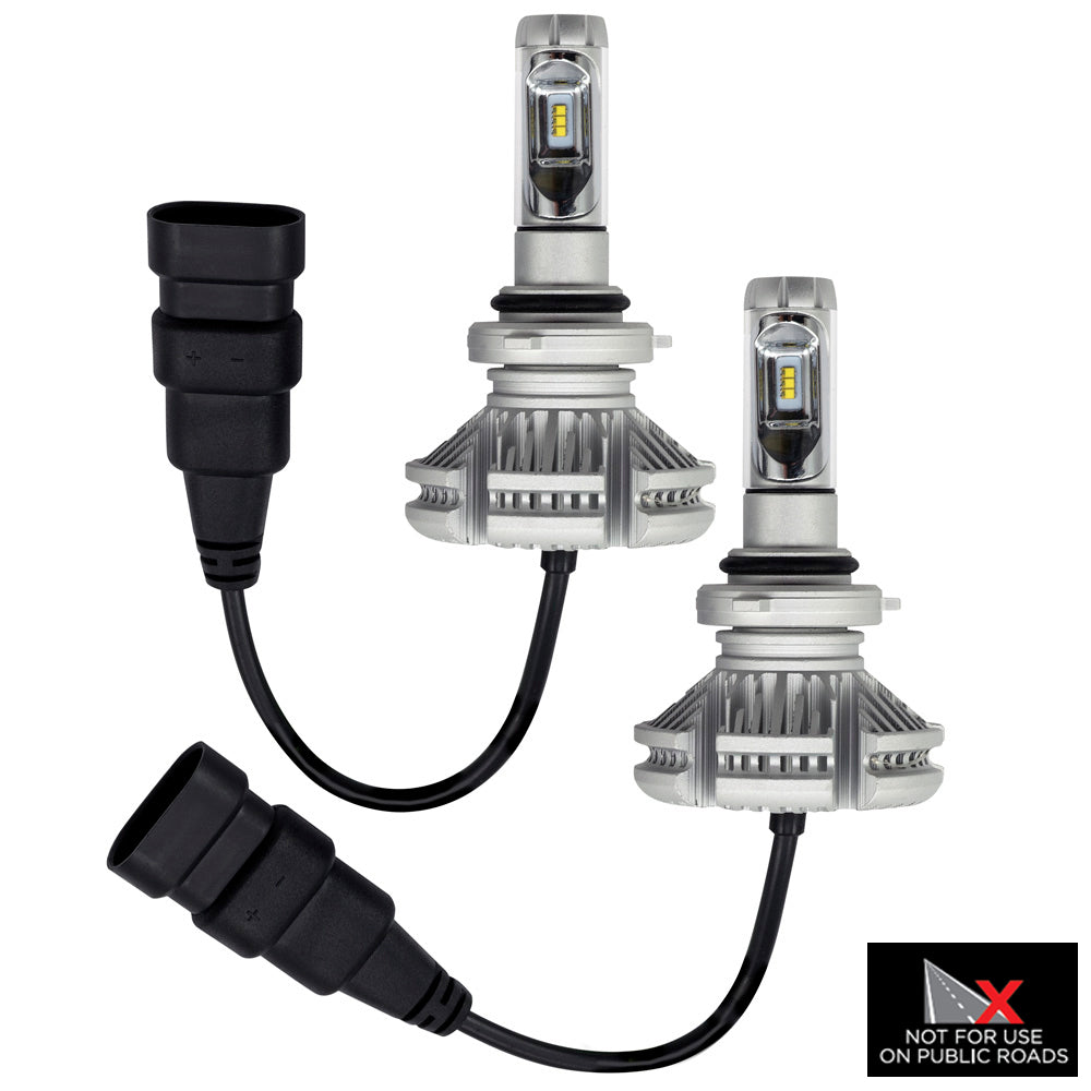 LED headlight bulbs with wiring harness, not for public road use