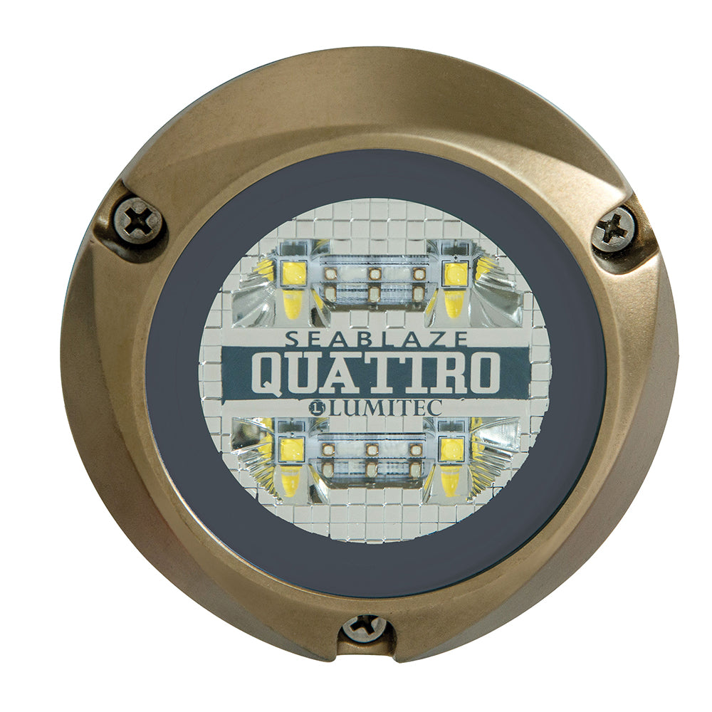 Seablaze Quattro LED marine light with bronze housing and Lumitec branding, ideal for boat illumination