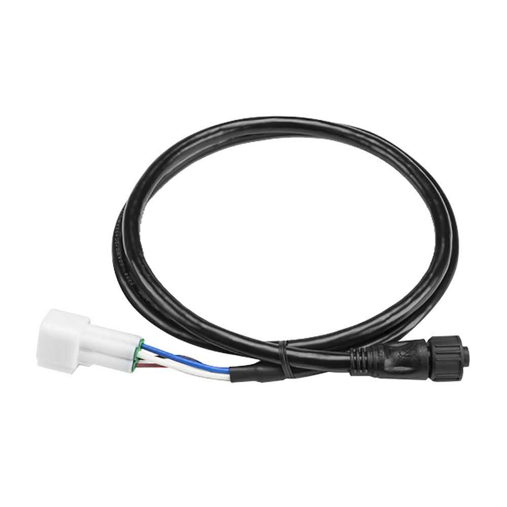 Black wiring harness with white connector and colored wires for car audio installation