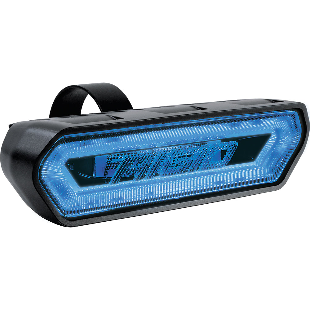 Blue LED JL Audio car audio accent light with black housing and mounting strap