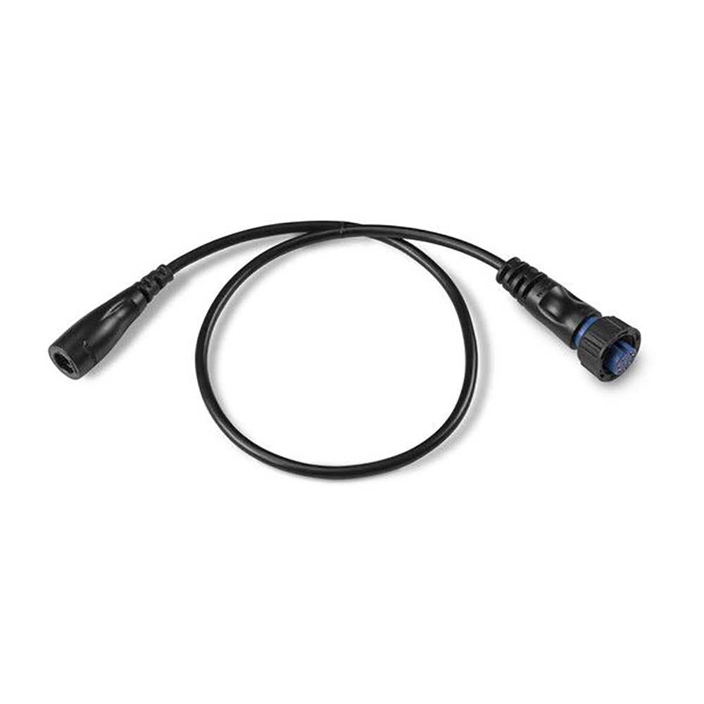 Black audio adapter cable with blue connector for car audio systems