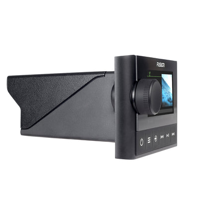 Fusion marine stereo with touchscreen display and control knobs for boat audio systems