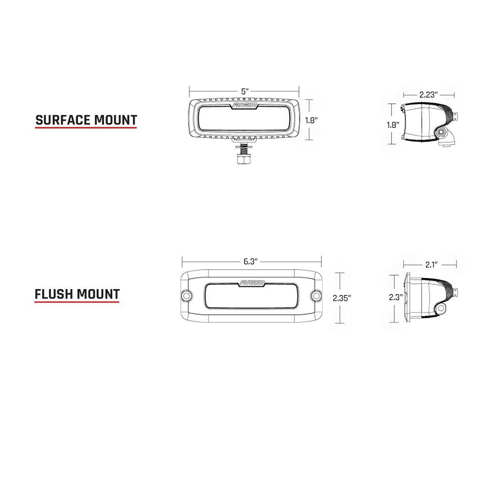 RIGID Industries SRQ PRO Back Light Kit  Flush Mount Diffused  Pair  Black 980033
