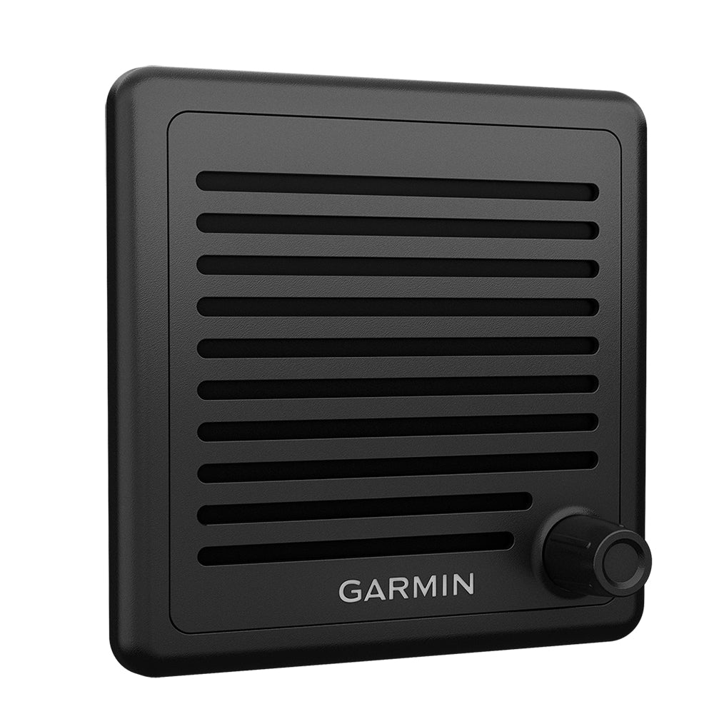 Garmin marine speaker with grille and control knob for boat audio systems
