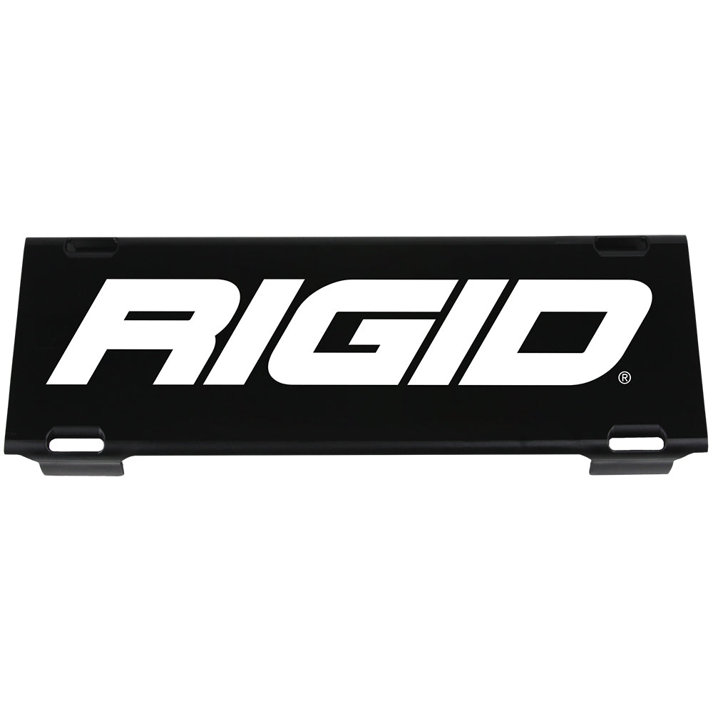Black Rigid Industries license plate frame with bold white logo, ideal for truck and off-road vehicle styling.