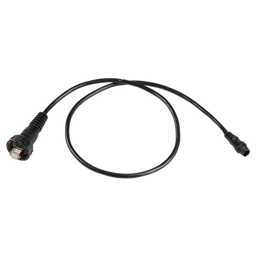 Black waterproof Ethernet cable with RJ45 and barrel connectors for audio/video installations