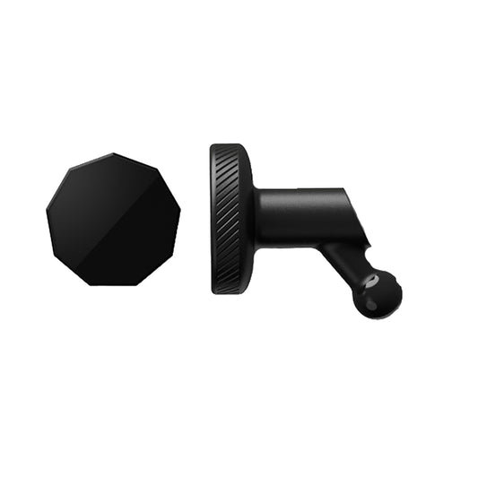 Black octagonal car mount with textured base and ball joint for dash or windshield installation