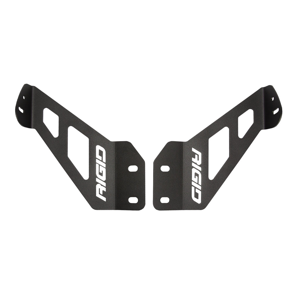 Rigid Industries mounting brackets for off-road lighting, black powder-coated with cutouts and hardware holes