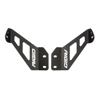 Rigid Industries mounting brackets for off-road lighting, black powder-coated with cutouts and hardware holes