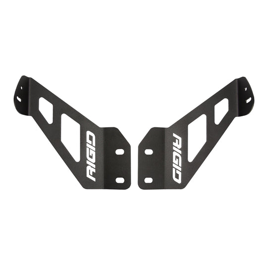 Rigid Industries mounting brackets for off-road lighting, black powder-coated with cutouts and hardware holes