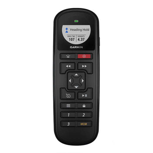 Garmin marine remote control with heading hold display and navigation buttons