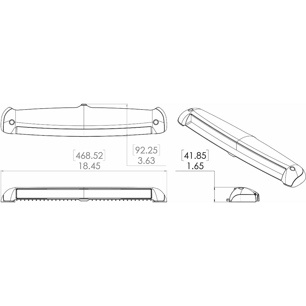 Technical drawing of automotive LED light bar with precise dimensions for custom installation