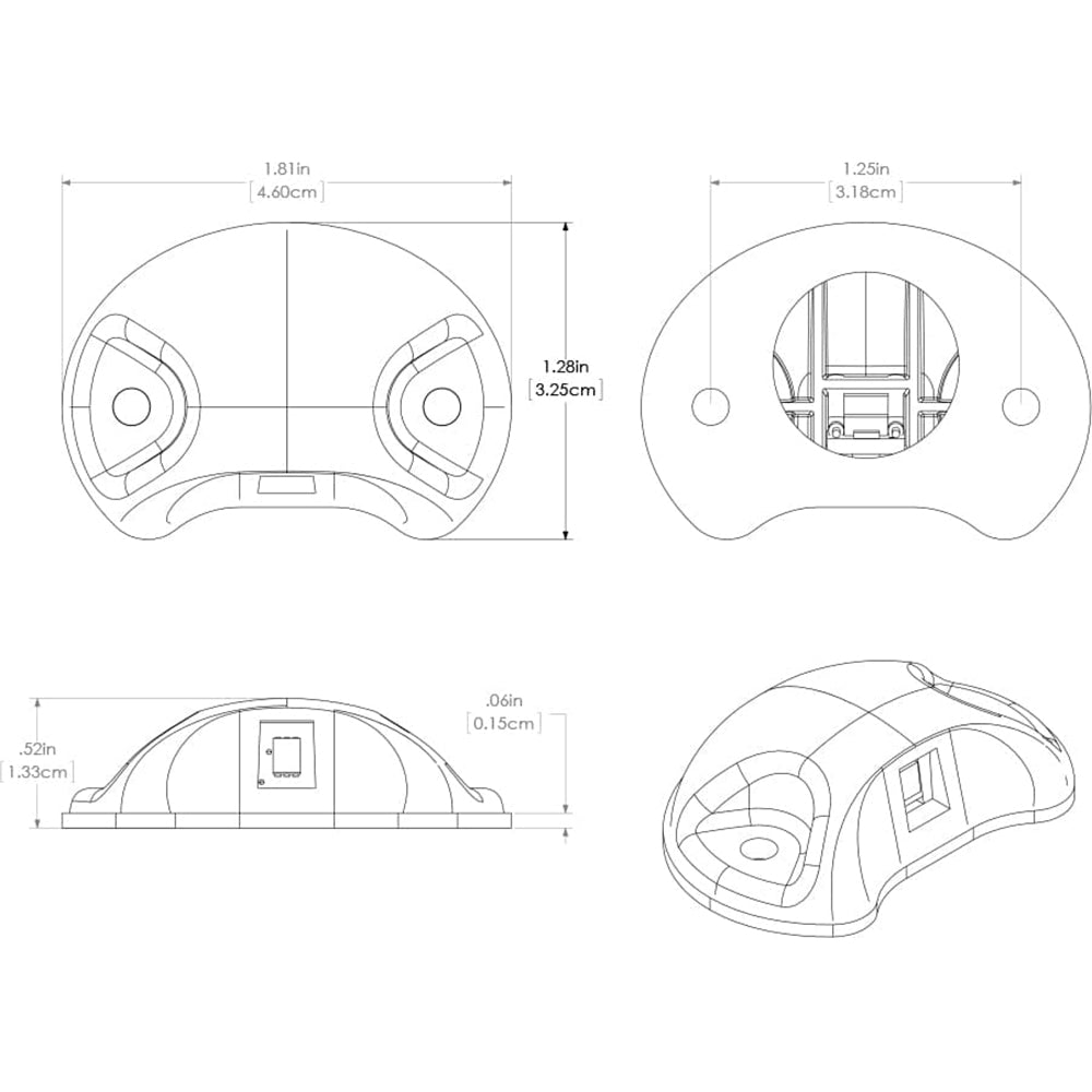 Technical diagram of car audio component with precise dimensions for custom installation