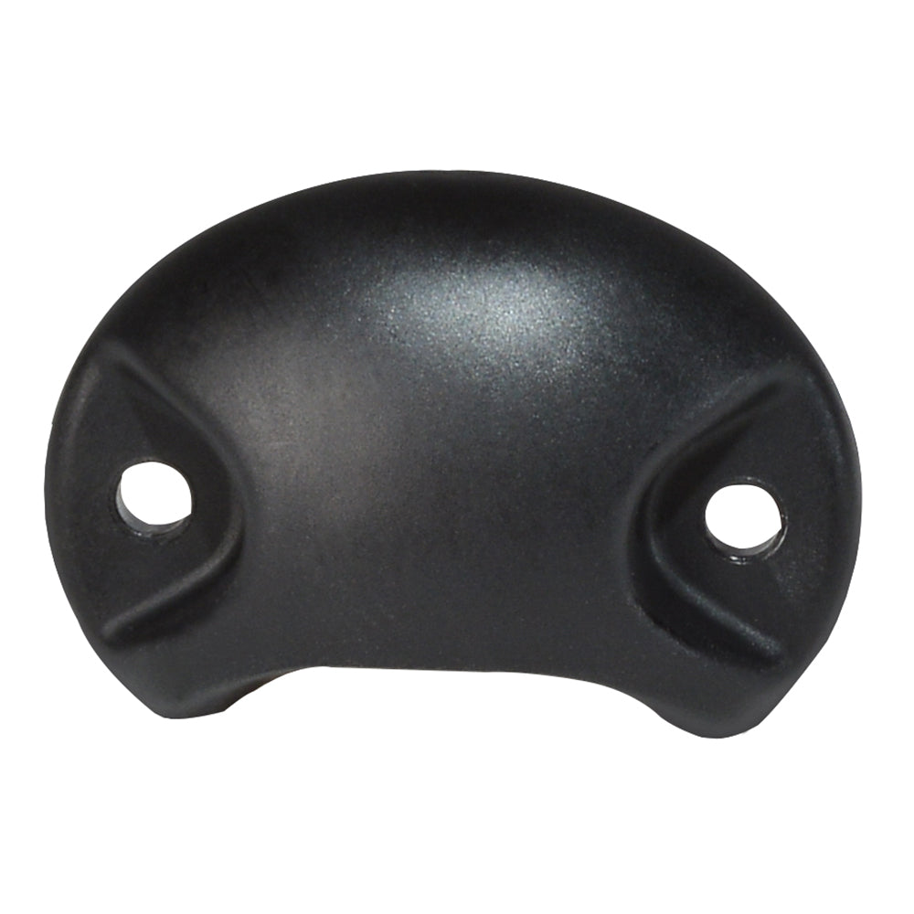 Black plastic automotive trim cover with mounting holes for car audio or interior installation