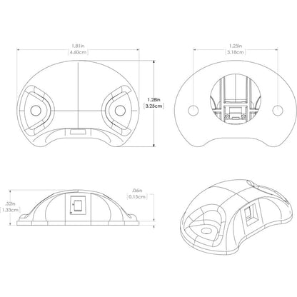 Technical diagram of car audio component with precise dimensions for custom installation