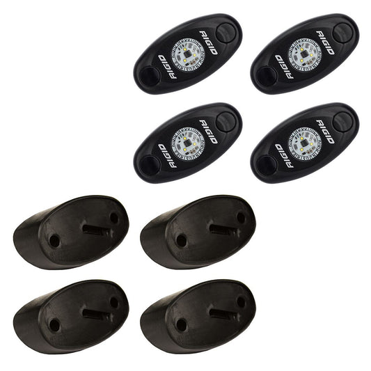 Rigid Industries LED pods for auto lighting, compact black design with mounting bases