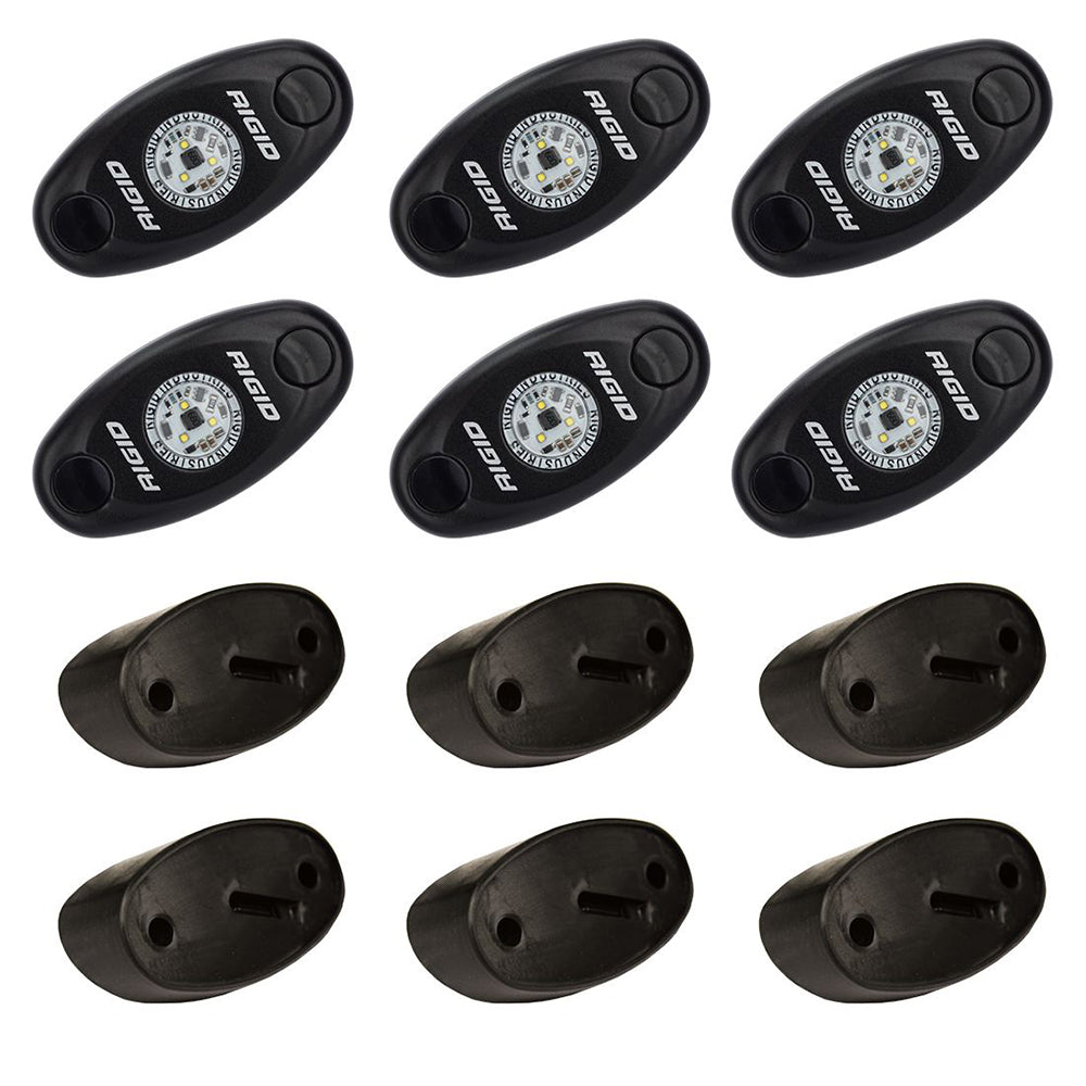 Rigid Industries LED pods for auto lighting, compact black design with visible circuitry and mounting bases