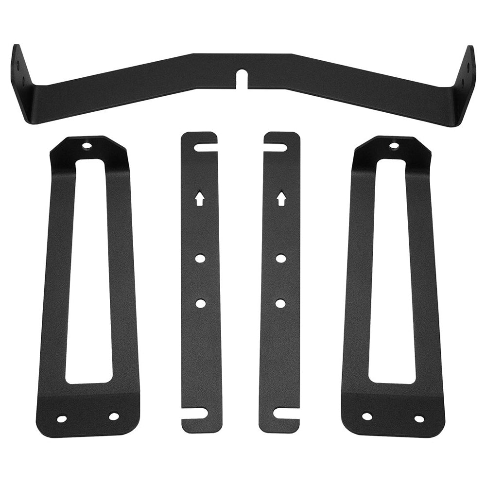 Black metal car audio mounting brackets for JL Audio or Alpine speakers, precision-cut with mounting holes.