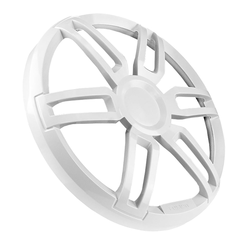 White marine speaker grille with sunburst design, compatible with JL Audio and Alpine systems