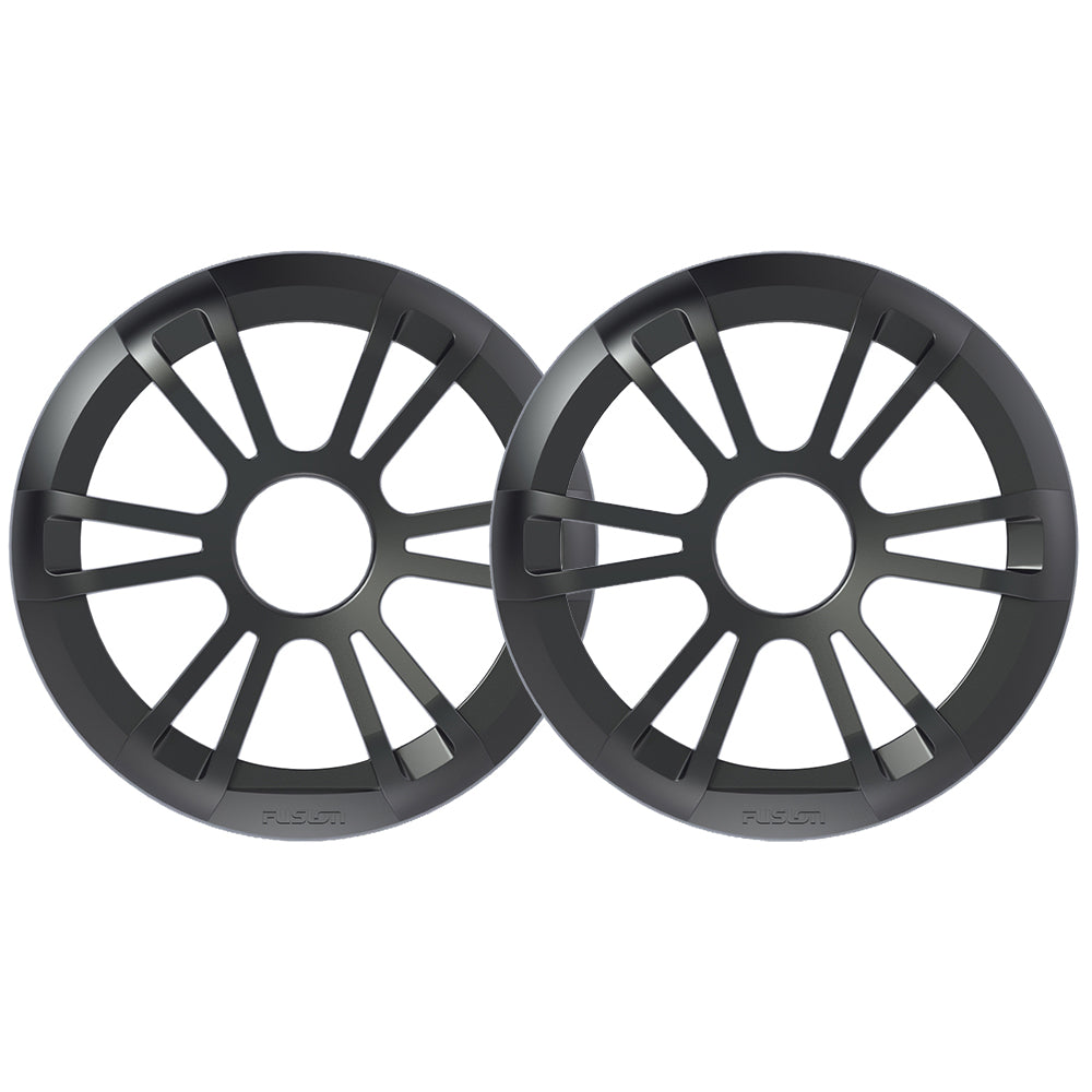 Black Fusion speaker grilles for car audio systems, sleek sunburst design, durable finish