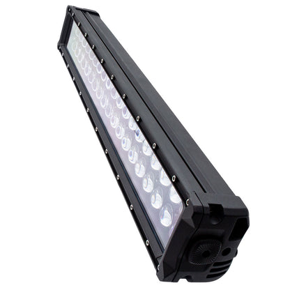 Black LED light bar with multiple bright diodes, ideal for off-road or vehicle lighting upgrades
