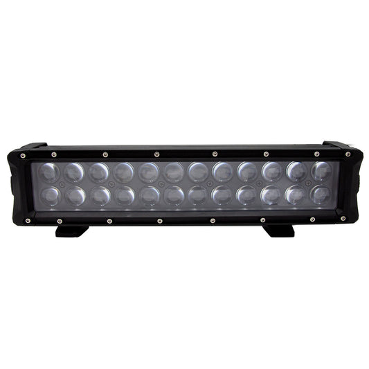 Black LED light bar with dual-row circular lenses, ideal for off-road and vehicle illumination.