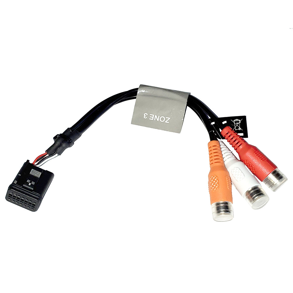 Zone 3 audio adapter cable with RCA connectors for car stereo installation