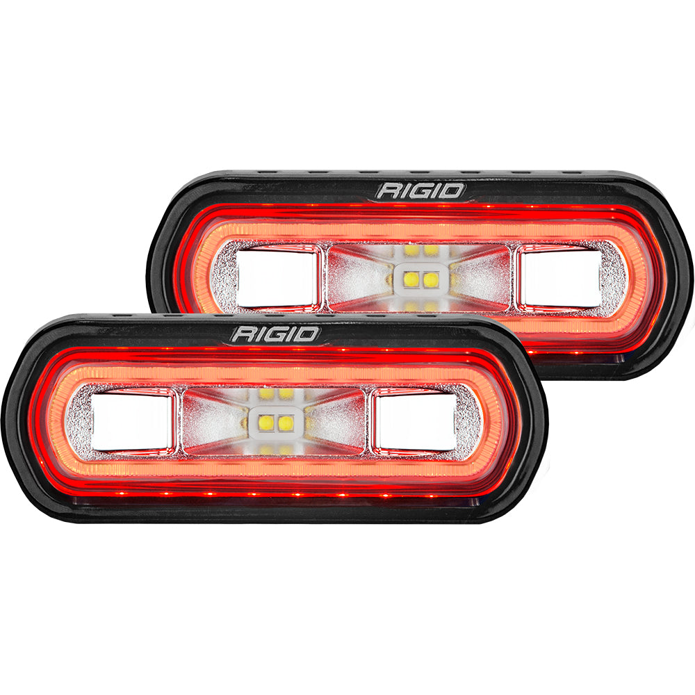 Rigid LED auxiliary lights with red halo, ideal for off-road and custom vehicle styling