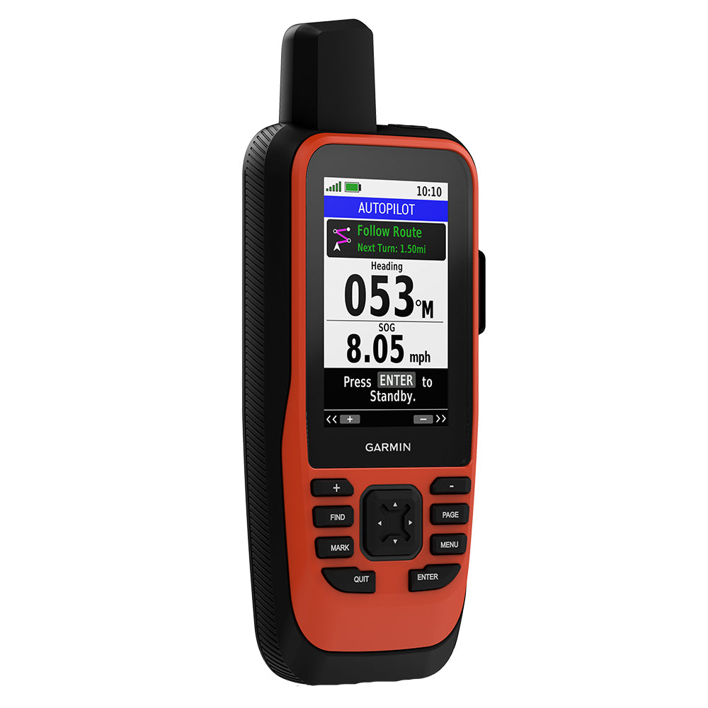 Garmin marine GPS with autopilot display showing heading and speed, ideal for boating navigation