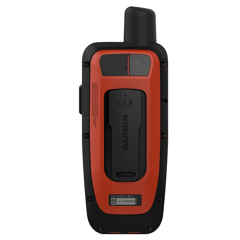 Garmin GPSMAP 86i handheld GPS device with orange and black rugged design, ideal for outdoor navigation and marine use.