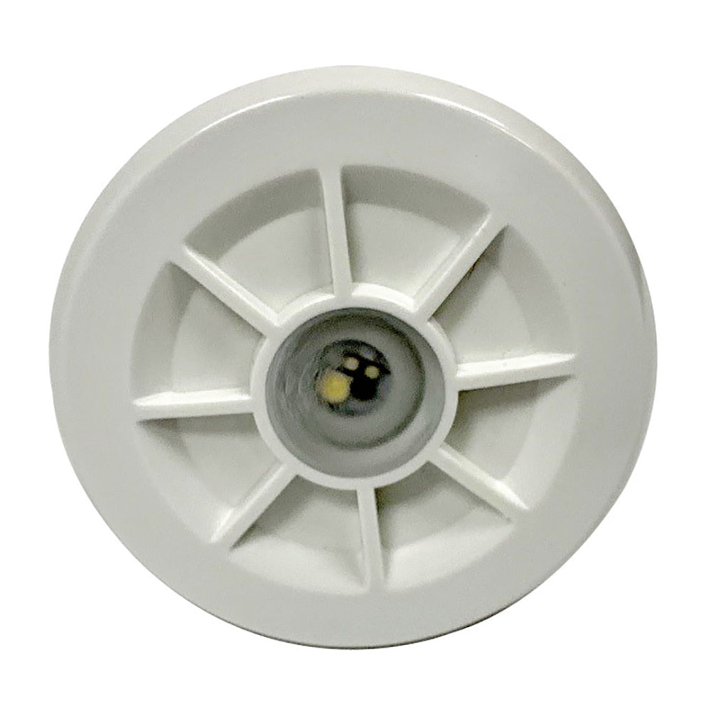 White LED puck light with starburst design, ideal for auto or residential lighting installs