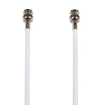 White coaxial cables with metal BNC connectors for audio/video installation