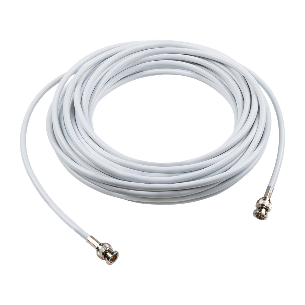 White coaxial cable with BNC connectors for audio video installation