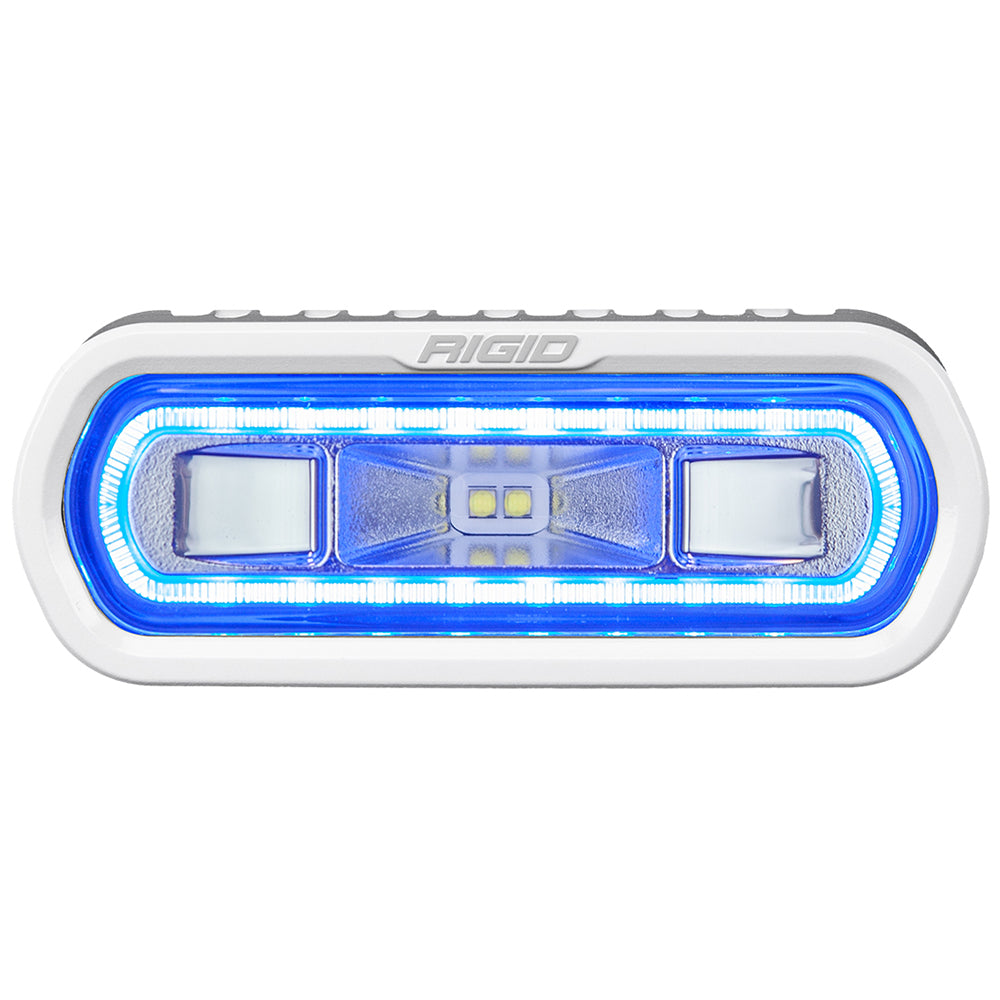 Rigid Industries blue LED light bar for off-road vehicles, featuring bright illumination and durable design.