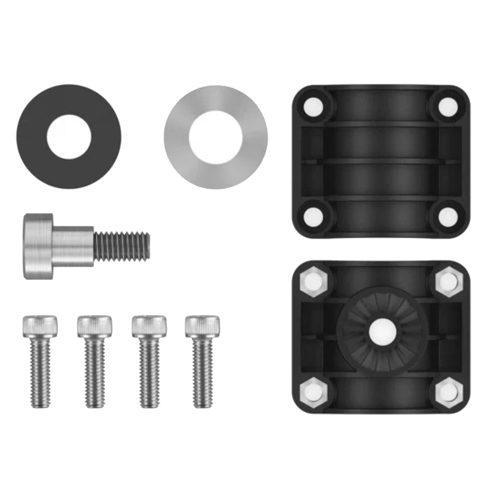Black rubber vibration isolator mounts with stainless steel bolts and washers for audio equipment installation