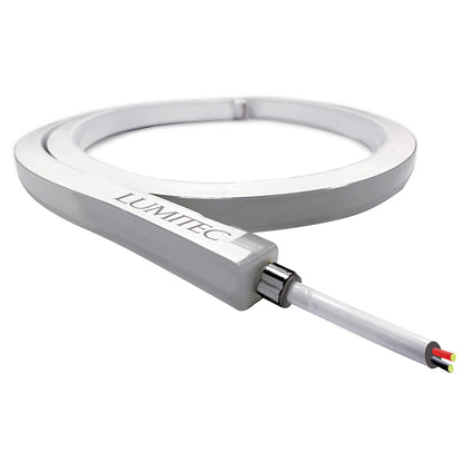 Lumitec LED lighting strip with exposed red, black, and yellow wires for marine or automotive installation
